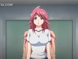Kulay-rosas buhok anime kagandahan puke fucked laban sa ang