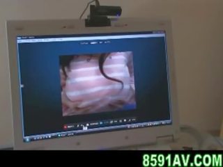 Mosaic: rondborstig jong vrouw webcam vid